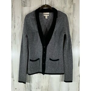 Banana Republic Womens Medium Wool Cashmere Cardigan Sweater Blazer Black Gray